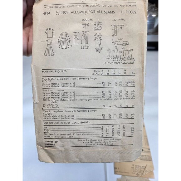 Vintage Advance Sewing Pattern Girls Dresses Nightgown Size 8 Pre-cut Unprinted - Picture 7 of 9